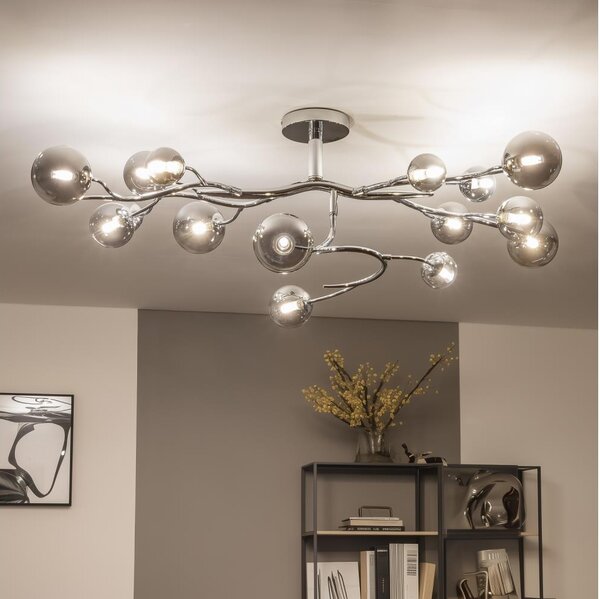 Brilagi - LED Přisazený lustr MISTEL 15xG9/3W/230V černý chrom/kouřová