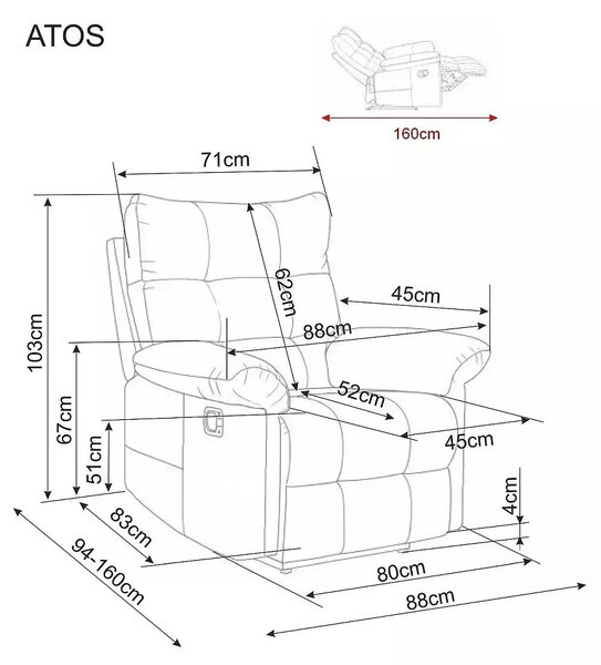 Rozkládací křeslo Atos Raven, šedá