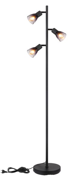 Stojací lampa SATELLA černá/kouřové sklo