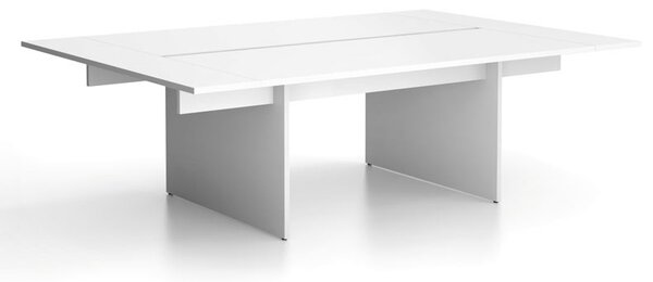 Kancelářský stůl double SOLID + 2x přísed, 240x165 cm, bílá