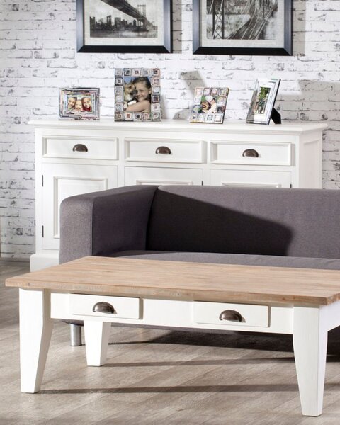 Stolek - lavice Milton white&natural 130x75x45cm