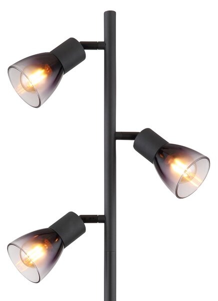 Stojací lampa SATELLA černá/kouřové sklo