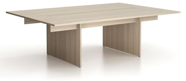 Kancelářský stůl double SOLID + 2x přísed, 240x165 cm, dub přírodní