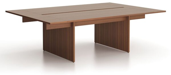 Kancelářský stůl double SOLID + 2x přísed, 240x165 cm, ořech