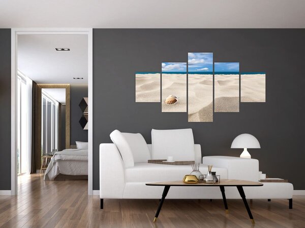 Obraz - Mušle na pláži (125x70 cm)