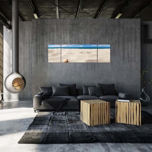 Obraz - Mušle na pláži (170x50 cm)