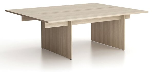 Kancelářský stůl double SOLID + 1x přísed, 210x165 cm, dub přírodní