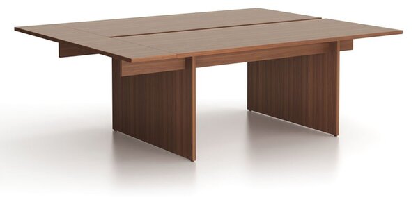 Kancelářský stůl double SOLID + 1x přísed, 210x165 cm, ořech