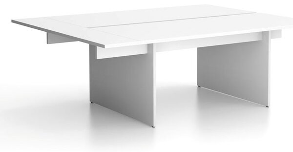 Kancelářský stůl double SOLID + 1x přísed, 210x165 cm, bílá