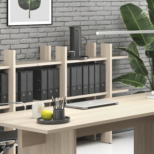 Kancelářský regál nízký krátký SOLID, 1250 x 400 x 1075 mm, dub přírodní