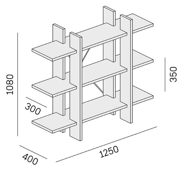 Kancelářský regál nízký krátký SOLID, 1250 x 400 x 1075 mm, bílá