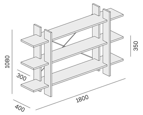 Kancelářský regál nízký dlouhý SOLID, 1800 x 400 x 1075 mm, bílá