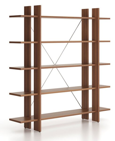 Kancelářský regál vysoký dlouhý SOLID, 1800 x 400 x 1825 mm, ořech