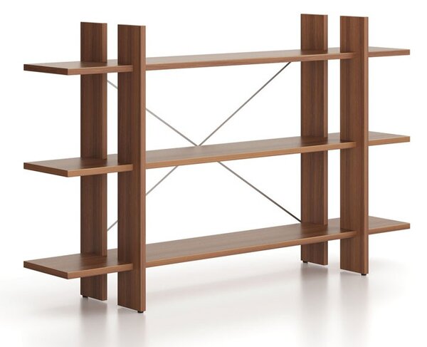 Kancelářský regál nízký dlouhý SOLID, 1800 x 400 x 1075 mm, ořech