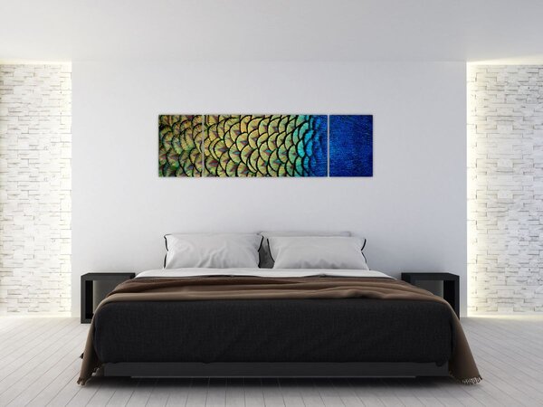 Obraz - Páví peří (170x50 cm)