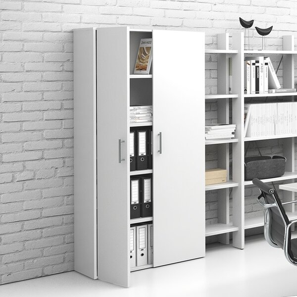 Kancelářská skříň vysoká SOLID, 800 x 400 x 1830 mm, bílá