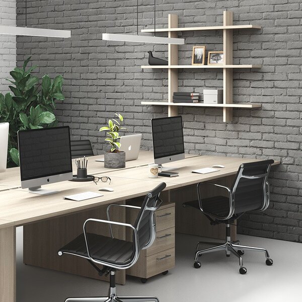 Kancelářský mobilní kontejner na závěsné složky SOLID, 3 zásuvky, 430 x 546 x 619 mm, dub přírodní