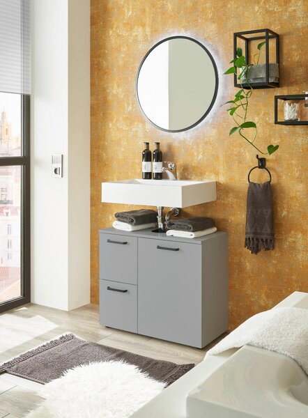 SKŘÍŇKA POD UMYVADLO, šedá, šedá, 70/60/35 cm MID.YOU - Koupelnové série, Online Only