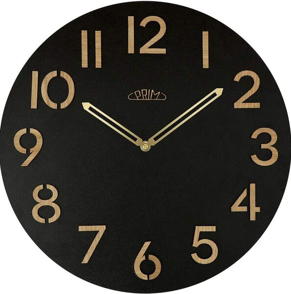 PRIM Dřevěné černé designové hodiny PRIM Combined Veneer E07P.4246.9051 SKLAD