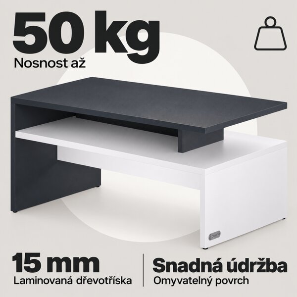 Konferenční stolek, 95x55x50cm, bílá / antracit