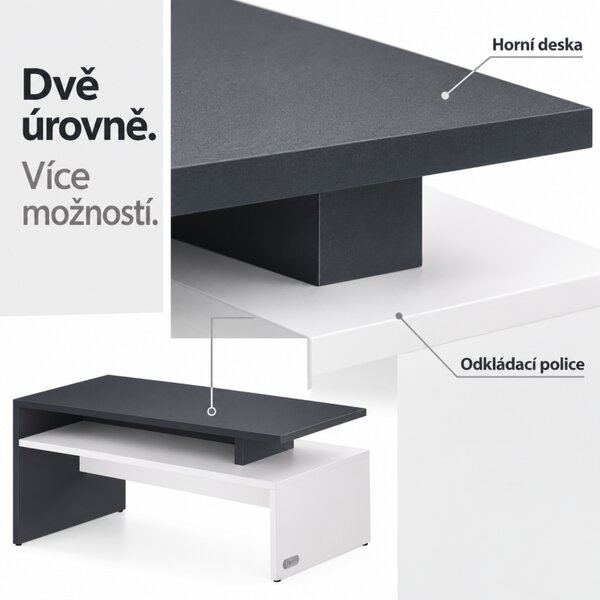 Konferenční stolek, 95x55x50cm, bílá / antracit