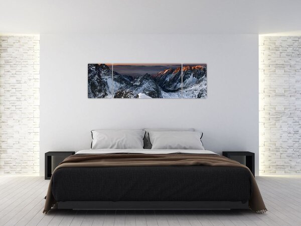 Obraz - Východ slunce v horách (170x50 cm)