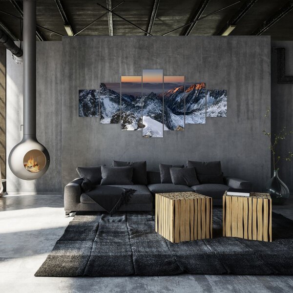 Obraz - Východ slunce v horách (210x100 cm)