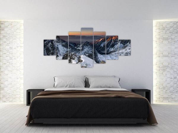 Obraz - Východ slunce v horách (210x100 cm)