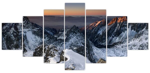 Obraz - Východ slunce v horách (210x100 cm)