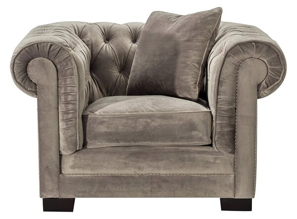 Křeslo Chesterfield Classic Velvet Dark Grey 118x96x77cm