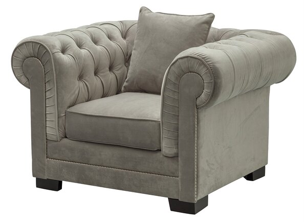 Křeslo Chesterfield Classic Velvet Light Grey 118x96x77cm