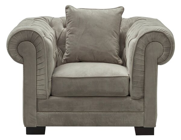 Křeslo Chesterfield Classic Velvet Light Grey 118x96x77cm