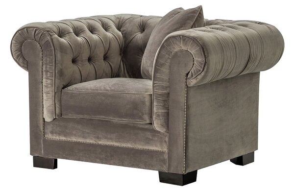 Křeslo Chesterfield Classic Velvet Dark Grey 118x96x77cm