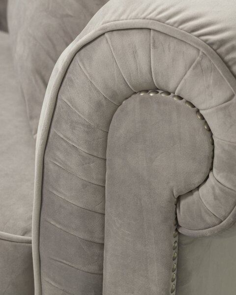 Křeslo Chesterfield Classic Velvet Light Grey 118x96x77cm
