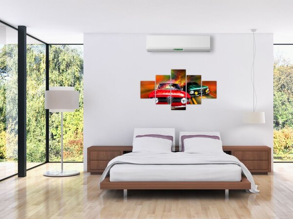 Obraz - Retro závodní auta (125x70 cm)