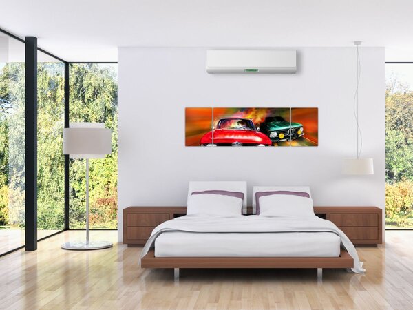 Obraz - Retro závodní auta (170x50 cm)