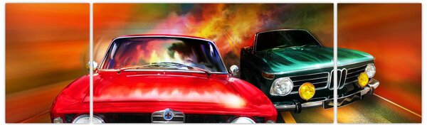 Obraz - Retro závodní auta (170x50 cm)