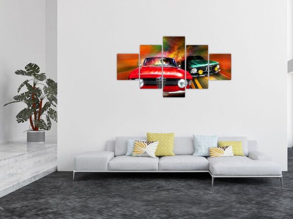 Obraz - Retro závodní auta (125x70 cm)