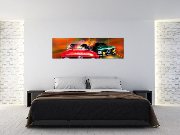 Obraz - Retro závodní auta (170x50 cm)