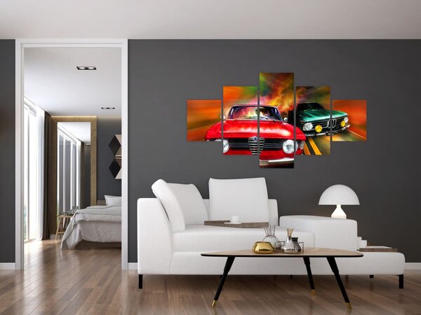 Obraz - Retro závodní auta (125x70 cm)