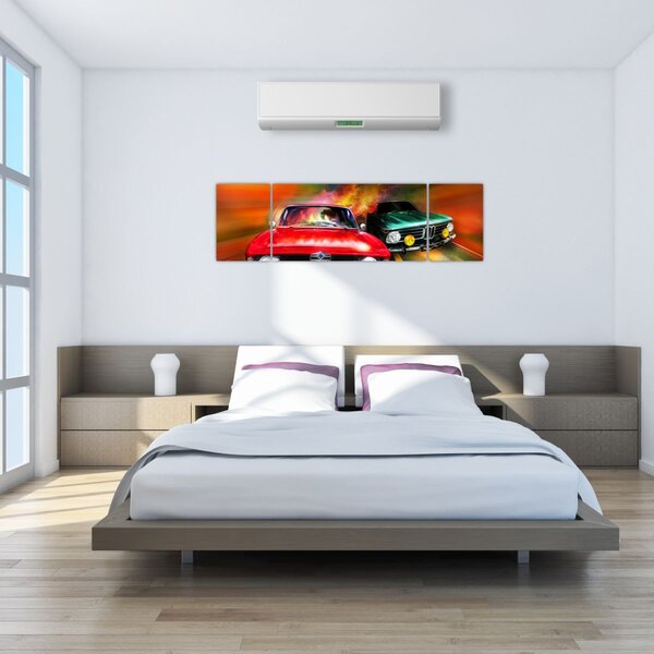 Obraz - Retro závodní auta (170x50 cm)