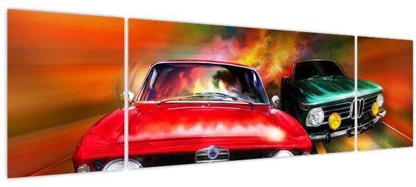 Obraz - Retro závodní auta (170x50 cm)