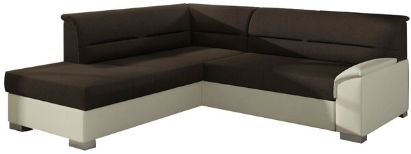 Rozkládací rohová sedací souprava ZULEIKA - tmavě hnědá / béžová, levý roh
