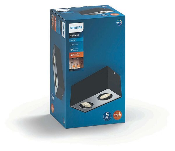 50492/30/P0 Box stropní bodové LED svítidlo 2x4,5W 1000lm 2200-2700K IP20 WarmGlow, černé