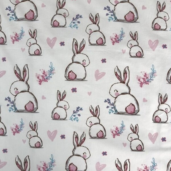 Bavlněné povlečení do postýlky BUNNY SWEET bílé Rozměr povlečení: 40 x 60 cm | 100 x 135 cm
