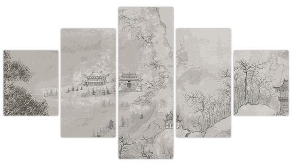Obraz - Čínská krajina (125x70 cm)