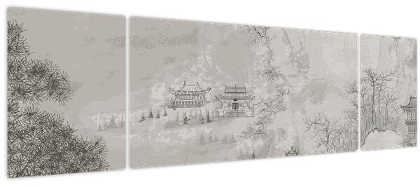 Obraz - Čínská krajina (170x50 cm)