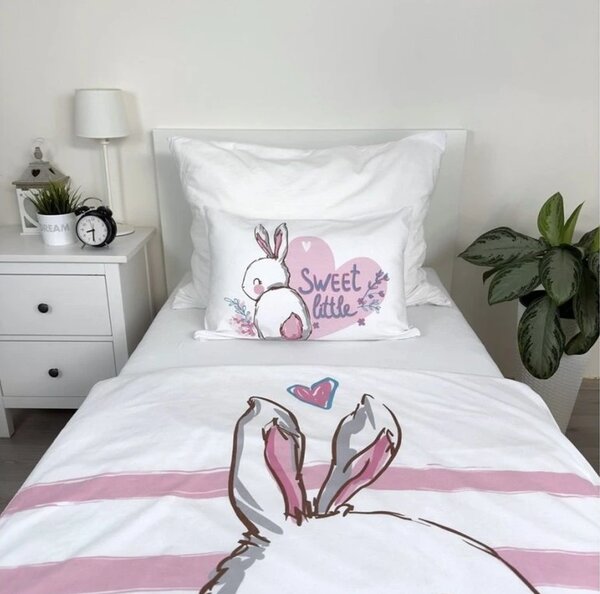 Bavlněné povlečení do postýlky BUNNY SWEET bílé Rozměr povlečení: 40 x 60 cm | 100 x 135 cm