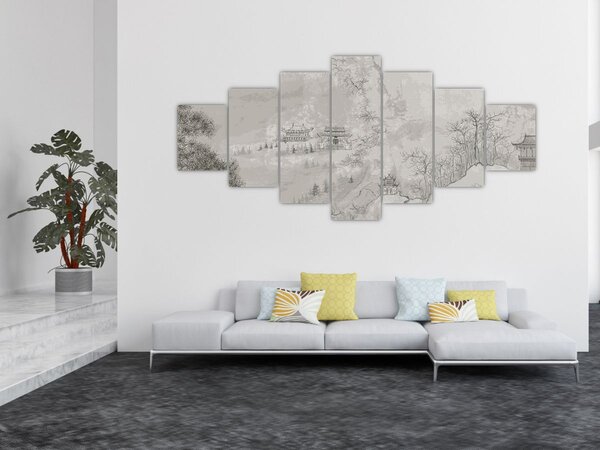 Obraz - Čínská krajina (210x100 cm)
