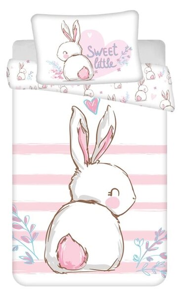 Bavlněné povlečení do postýlky BUNNY SWEET bílé Rozměr povlečení: 40 x 60 cm | 100 x 135 cm